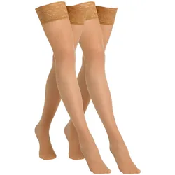Feinstrumpfhose CAMANO "Halterlose Strümpfe 2er Pack", Damen, Gr. S, rosa (powder), 70% Polyamid 30% Elasthan, Strumpfhosen