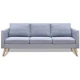 vidaXL Sofa 3-Sitzer Stoff Hellgrau