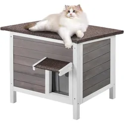 VEVOR Katzenhaus Katzenhöhle Katzen Hütte Holz Outdoor winterfest 610x508x535mm