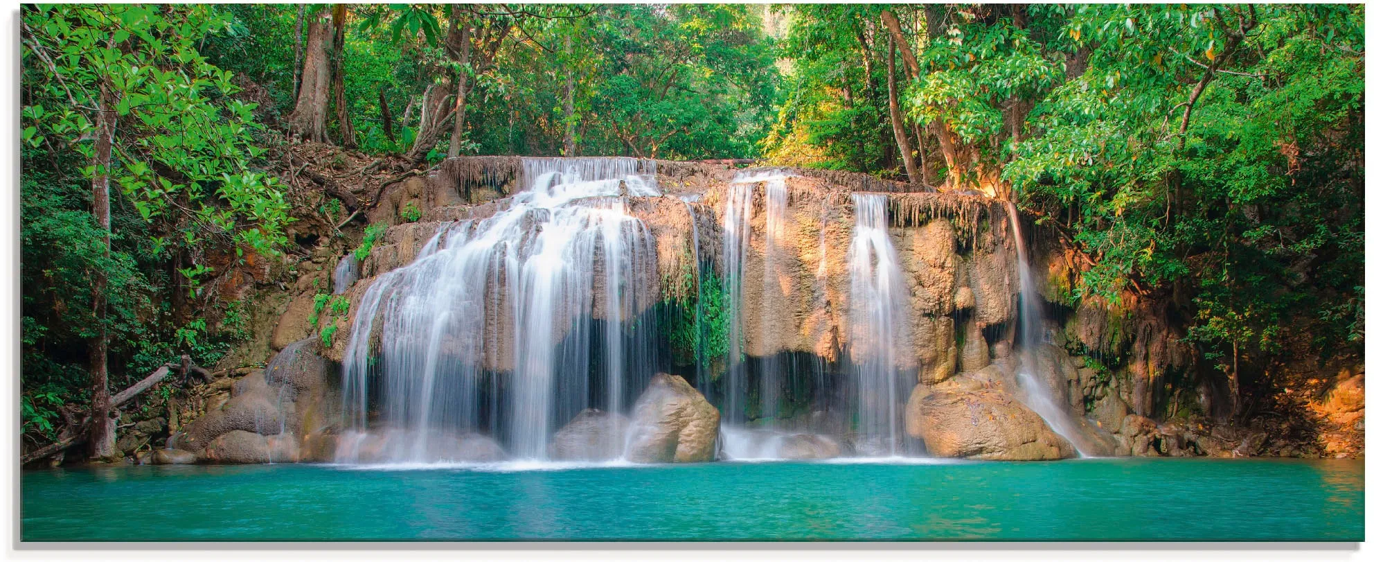 Artland Glasbild »Wasserfall im Wald National Park«, Gewässer, (1 St.), in verschiedenen Größen Artland grün