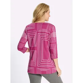 Classic Basics Shirtjacke in Magenta-Ecru-bedruckt 42