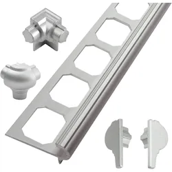 Treppenprofil Aluminium Florentiner Design / Ecken / Endkappen | Fliesenprofil 2,50 m Länge - natur - 9,0 mm