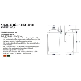 BRB-Lagertechnik Abfallbehälter für den Außenbereich 50 L orange 1 St.