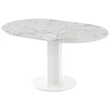 Design Esstisch Tisch HES-111 rund oval Hochglanz ausziehbar 100-148cm - Grau