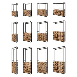 Montixx Kaminholzregal Metall 45 x 25 x 200 cm Schwarz