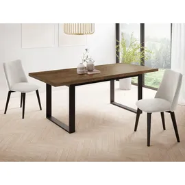 WFL GROUP Esstisch im Loft-Stil mit Schwarzen Metallbeinen – Industrieller Tisch für Wohnzimmer – Ausziehbar von 160 cm auf 24... – Braun