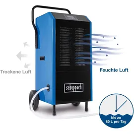 SCHEPPACH Luftentfeuchter DH8000x Bautrockner Baustellentrockner | 80L | Raumgrößen 70-100 m2 | 1250W Leistung | L...