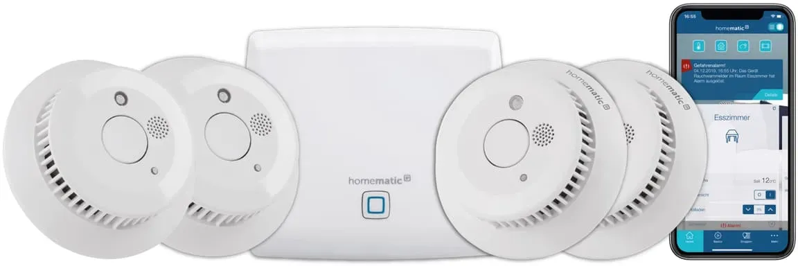 HOMEMATIC IP Starterset Rauchmelder für 4 Räume