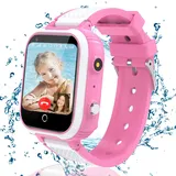 Smartwatch Kinder, 4G Wasserdicht GPS Uhr Kinder Smartwatch mit GPS mit SIM, Kinderuhr mit Videoanruf Voice Chat SOS Anrufen Kamera Schulmodus Spiele Wecker Handy, Geschenke für Mädchen Jungen