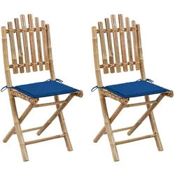 vidaXL 2x Gartenstuhl Klappbar mit Kissen Klappstuhl Essstuhl Klappstühle Stuhl Gartenmöbel Gartenstühle Stühle Balkonstuhl Terrassenstuhl Bambus