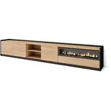SKRAUT HOME Lowboard 310x50x37 cm Eiche Schwarz Holzwerkstoff