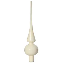 Christmas Decoration Christbaumspitze Glas 26cm hoch, D=6cm Weihnachtsbaumspitze Elfenbein Ivory weiß wollweiß glänzend