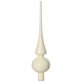 Christmas Decoration Christbaumspitze Glas 26cm hoch, D=6cm Weihnachtsbaumspitze Elfenbein Ivory weiß wollweiß glänzend
