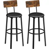 VASAGLE Barhocker 2er Set mit PU-Bezug Braun-Schwarz
