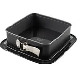 Dr. Oetker Quadratische Springform mit Emaille-Servierboden – Perfekt für Kuchen und Torten, 29 x 29 x 8,5 cm, Antihaft, Hitzebeständig, Schwarz/Silber