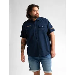Kurzarmhemd PETROL INDUSTRIES, Herren, Gr. 6XL, N-Gr, blau (navy blau), Jersey, Obermaterial: 100% Baumwolle, bestickt, casual, regular fit taillenbedeckt, ohne Ausschnitt, Kurzarm gerader Abschluss, Hemden, mit Stickereien