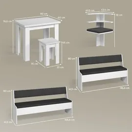 livinity® Eckbankgruppe, Weiß 210 x 180 cm mit Tisch