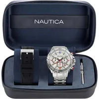 NAUTICA Herrenuhr + Uhrarmband NAUTICA NST NAPNSF205 Chrono Edelstahl