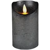 coen bakker LED Echtwachskerze Kerze Farbauswahl Timer flackernde Wachskerze Kerzen Batterie, Farbe:Anthrazit, Größe:12.5 cm