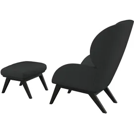 flexlux Ohrensessel FLEXLUX "Adria Designsessel, Loungesessel", grau (dervit grau), B:78cm H:100cm T:96cm, 100% Polyester, Sessel, Ohrensessel, Stil & Komfort, organische Form, Fuß Holz schwarz