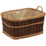 Dehner Kaminkorb Weide 60 x 40 x 47 cm mit Jute Dunkelbraun