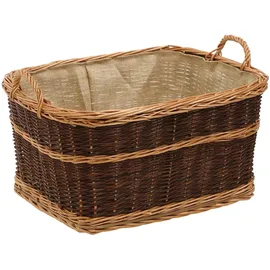 Dehner Kaminkorb Weide 60 x 40 x 47 cm mit Jute Dunkelbraun