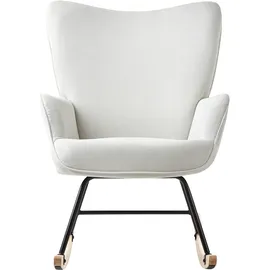 Beliani Schaukelsessel ARSET Cord 78 x 95 x 70 cm Cremeweiß