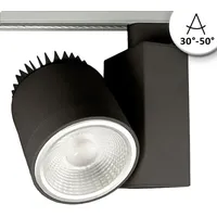 ISOLED 3-PH Schienen-Strahler fokussierbar, 35W, 30°-50°, schwarz matt, 3500K,