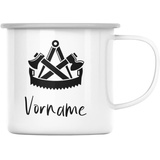 Zunftzeichen Zimmermann mit Name Emaille Tasse Becher mit Namen - Bedruckte Email-Tasse Personalisiert Motiv