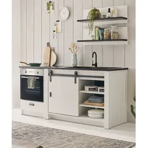furn.design Küchenzeile Landhaus 196 x 180 cm weiß Pinie