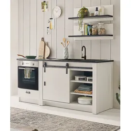 furn.design Küchenzeile Landhaus 196 x 180 cm weiß Pinie