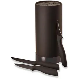 Echtwerk Messerblock Schwarz, Kunststoff, 4-teilig, 22 cm, ohne Schlitze, Kochen, Küchenmesser, Messersets
