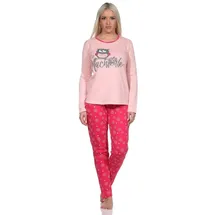 normann Langer Pyjama Schlafanzug Eulen-Motiv Rosa 40-42