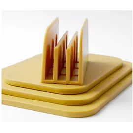 Rosti Choptima Schneidebrett Set mit Halter/Ständer, Küchenbrett, Brotschneidebrett & Servierbrett, 3er-Set, Hygienisch, Spülmaschinenfest, aus Kunststoff, Curry