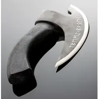 Hanseküche Pizzaschneider Axt mit Wikinger Runen und Lederschutz Schwarz