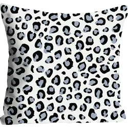 Dekokissen QUEENCE "Elena", grau (grau, bedruckt), B:40cm L:40cm, Polyester, Dekokissen_Sitzkissen_Kissenhüllen, Kissenhülle,Leopardenmuster,Tierisch,Wild,Exotisch,Safari,Naturmotiv