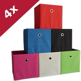VCM 4er-Set Faltbox Klappbox "Boxas" - ohne Deckel Weiß-Natur