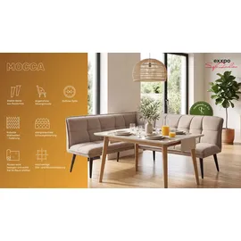 exxpo - sofa fashion Eckbank EXXPO - SOFA FASHION "Mocca Essbank, Sitzbank", latte, B:240cm H:94cm T:161cm, Sitzbänke, Eckbank, hoher Sitzkomfort, bequem und elegant, hochwertige Detailverarbeitung