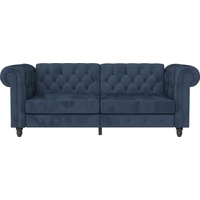 Dorel Home 3-Sitzer Felix, Schlafsofa 236 cm, (Liegefläche 108x190cm), Rückenlehne, 3-fach verstellbar, Velours, Kunstleder, Luxus-Microfaser Vintage blau