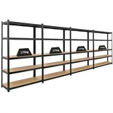 Proregal Mega Deal 4x Schwerlastregal Ragnar HxBxT 180 x 120 x 40 cm Fachlast 175 kg Schwarz Garagenregal Kellerregal Werkstattregal Steckregal