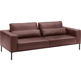 Musterring 2,5-Sitzer MUSTERRING "JustBPM100, 202 cm breit, aus hochwertigem Leder", rot, B:202cm H:88cm T:107cm, 100% Leder, Sofas, wahlweise mit Nierenkissen und mot. Sitzauszug, Metallfuß in schwarz
