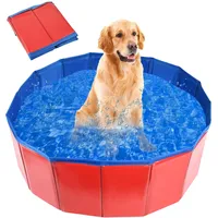 MAIROX Hunde Pool, Hunde Planschbecken, Faltbarer Pool für Hund und Katze, Hundebadewanne, Hundepool Klein, Hundepool fur Große Hunde, Bademuschel für Hunde mit Wasserablassventil (60 x 20 cm)