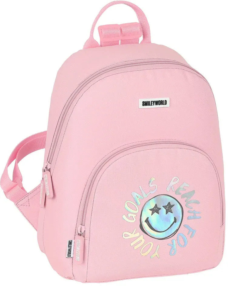 Lässiger Rucksack Smiley Iris Rosa (25 x 30 x 13 cm)