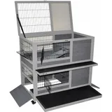 Nanook Shop Kleintierstall Meerschweinchen Hamster Stall Hasenstall Indoor 90x53x95 cm – mit Zwei Schubladen, 2 Seitentüren, Höhle und praktischen Rollfüßen - grau