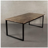 MAGNA Atelier Esstisch BERGEN mit Marmor Tischplatte, Esstisch eckig, Metallgestell, 160x80x75cm & 200x100x75cm braun 160 cm x 75 cm x 100 cm