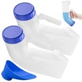 Urinflaschen 2er Pack 1000 ml Urinflaschen für Männer Frauen, Tragbare Urinflaschen, Kunststoff Urin Flasche, Tragbare Toiletten-Urinale, Urinal für Mann, für Kinder, Ältere Menschen, Auto, Camping