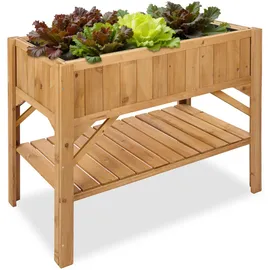 Tectake Hochbeet mit Ablage 119 x 53 x 90 cm braun