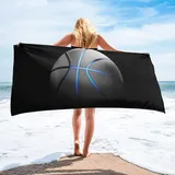 KATATI Basketball Strandtuch 90x180 cm, Weich Schnell Trocknen Microfaser Handtücher, 3D Strandhandtuch Basketball Badetuch Strandlaken Handtuch, Herren Frauen Badetücher