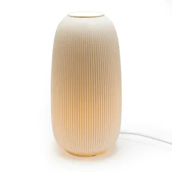 Gestreifte Lampe großes Modell - Weiß Rund Porzellan Amadeus 17.5x17.5 cm