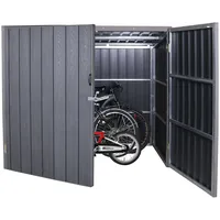 MCW WPC-Fahrradgarage MCW-J29, Geräteschuppen Fahrradbox, Metall Holzoptik abschließbar 4 Räder 172x213x160cm grau